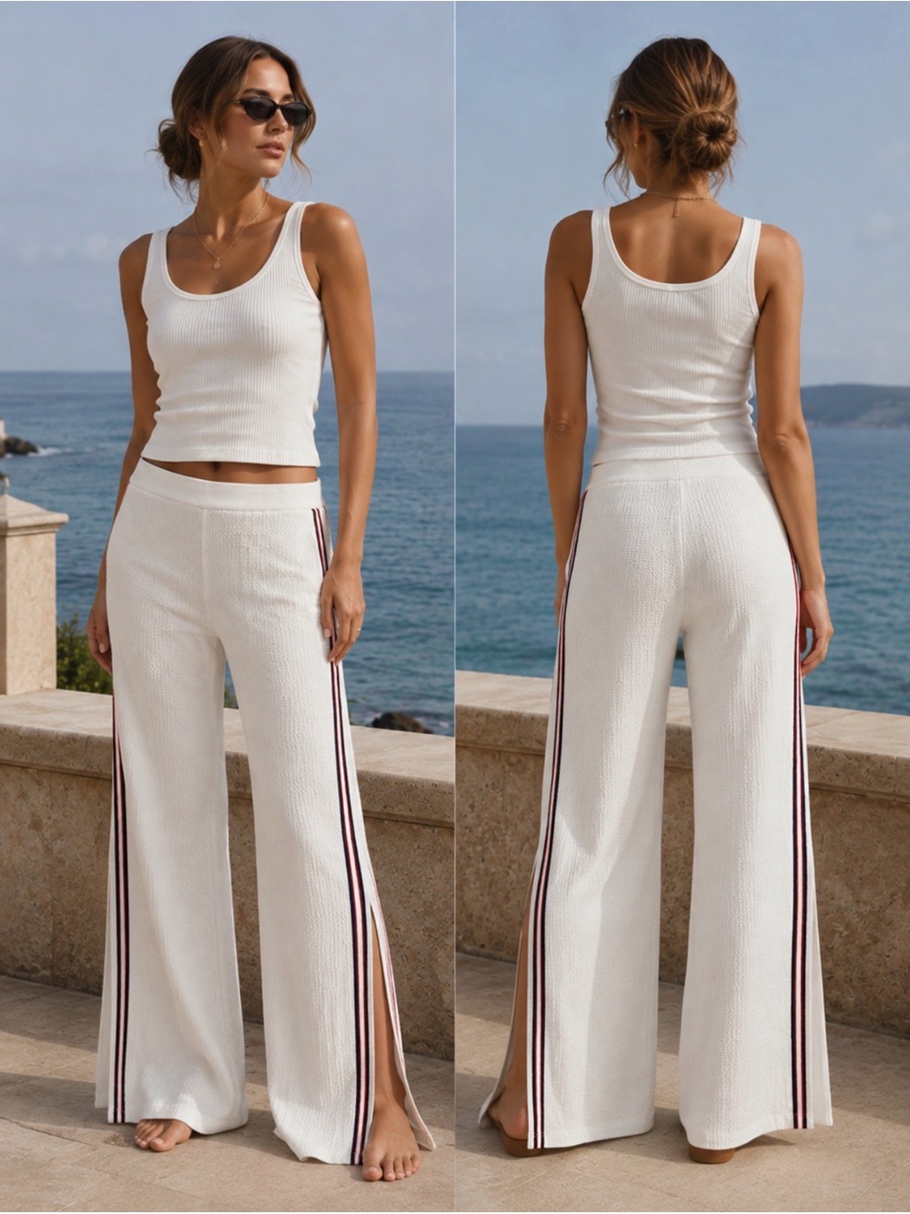 Maeve by Anthropologie Women’s Resort Cream White Twill Wide Leg Pants Size 6